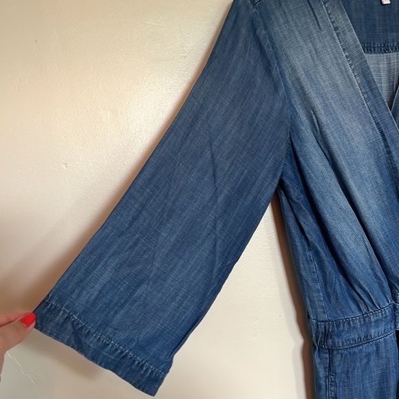 Bella Dahl Casual Boho Light Blue Chambray V-Neck Tie Waist Jumpsuit - Size S - Picture 5 of 10